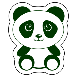 Cute Begging Panda Sticker (Dark Green)